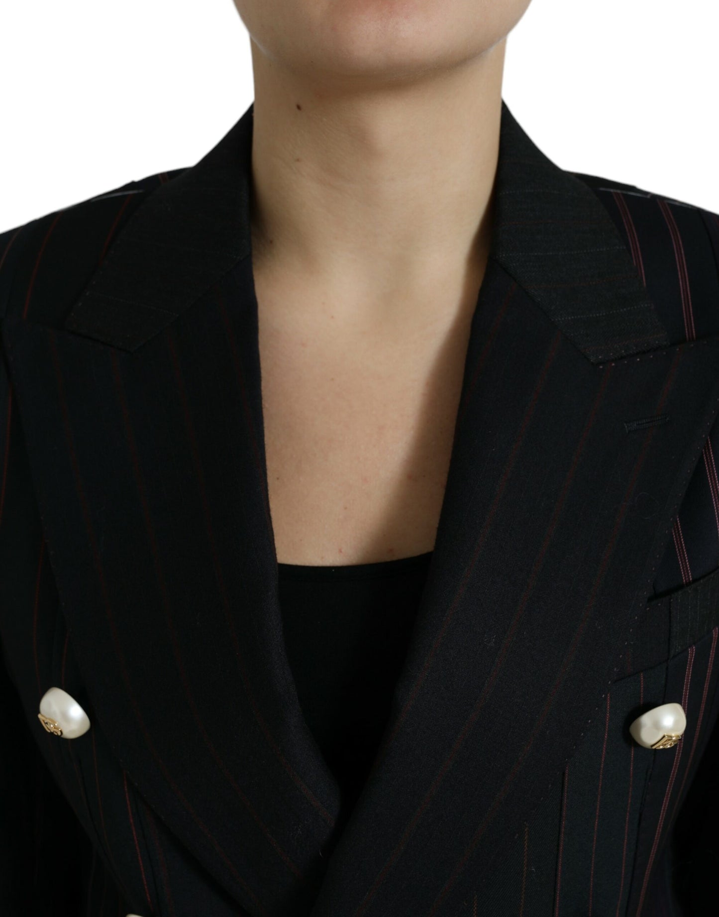 Dolce &amp; Gabbana Black Striped SICILIA Double Breasted Jacket