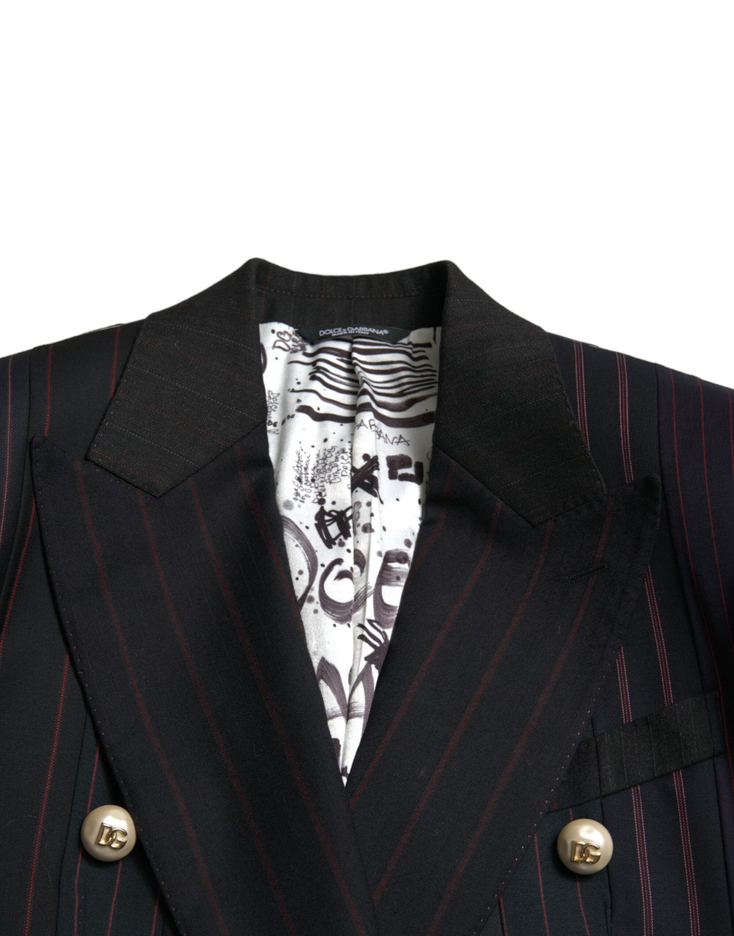 Dolce &amp; Gabbana Black Striped SICILIA Double Breasted Jacket