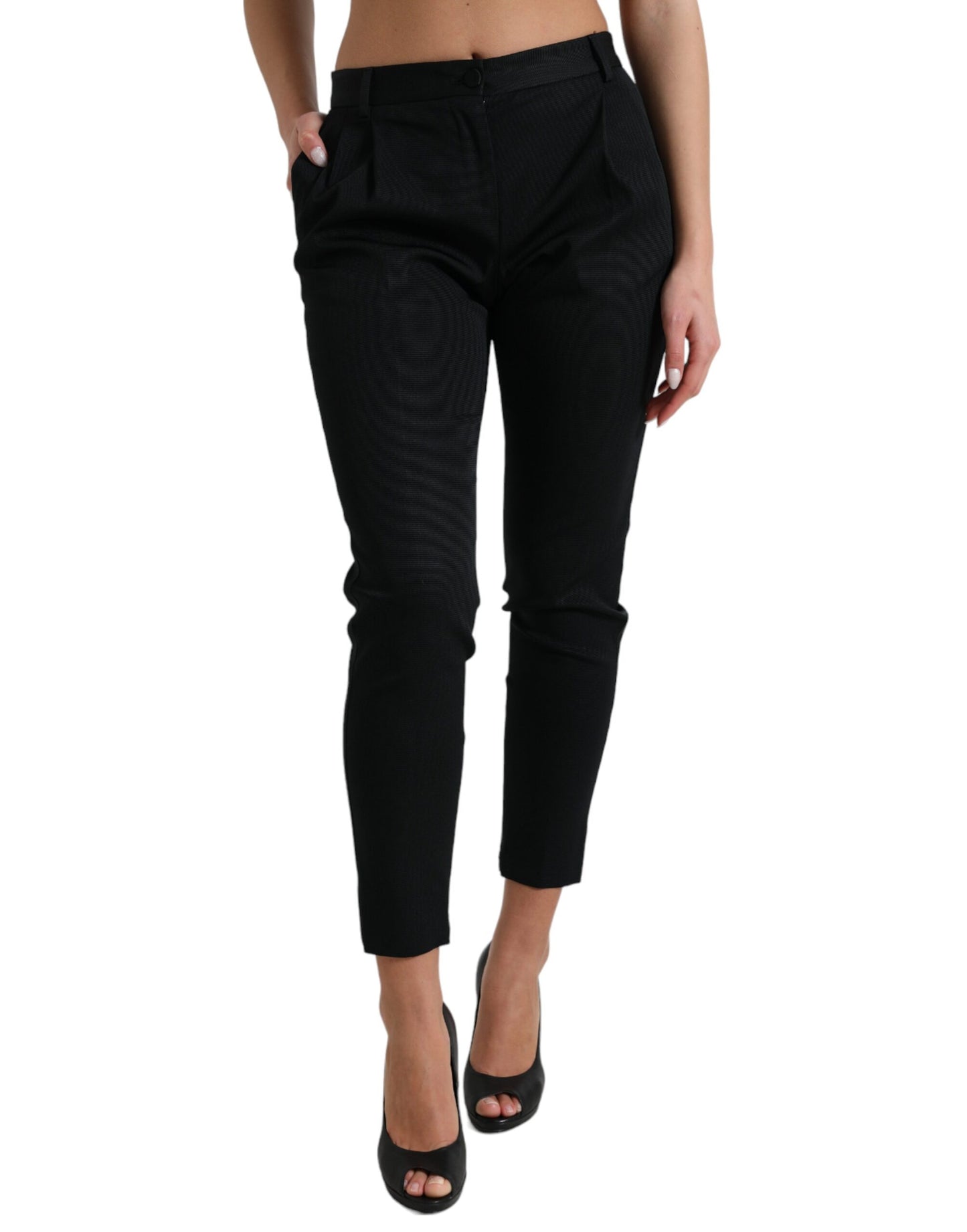 Dolce &amp; Gabbana Black Mid Waist Skinny Cropped Pants