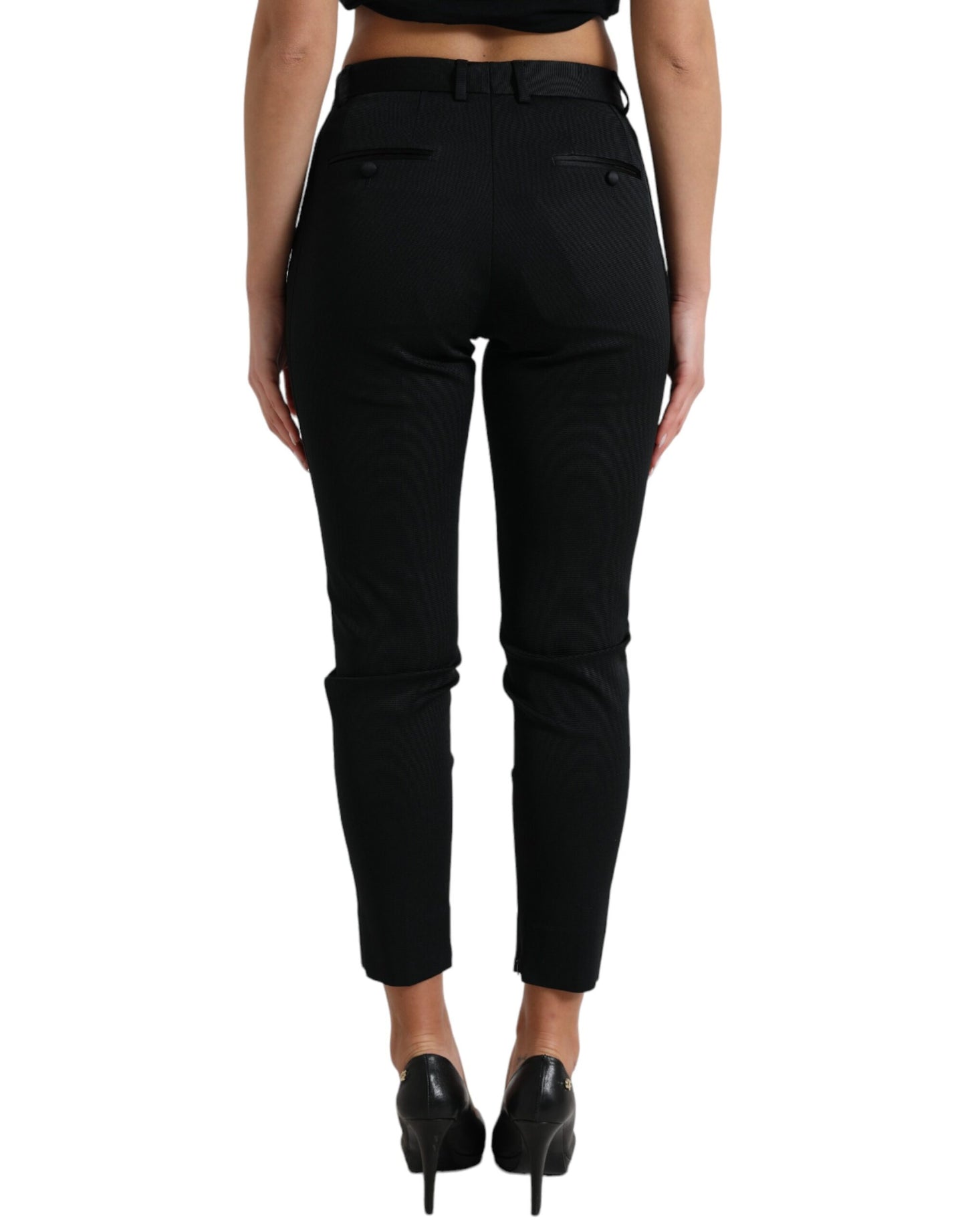 Dolce &amp; Gabbana Black Mid Waist Skinny Cropped Pants