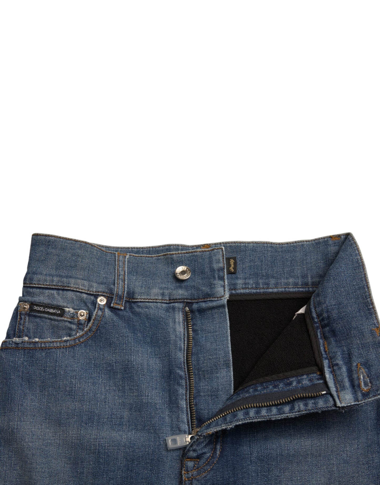 Dolce &amp; Gabbana Black Blue Cotton High Waist PRETTY Denim Pants