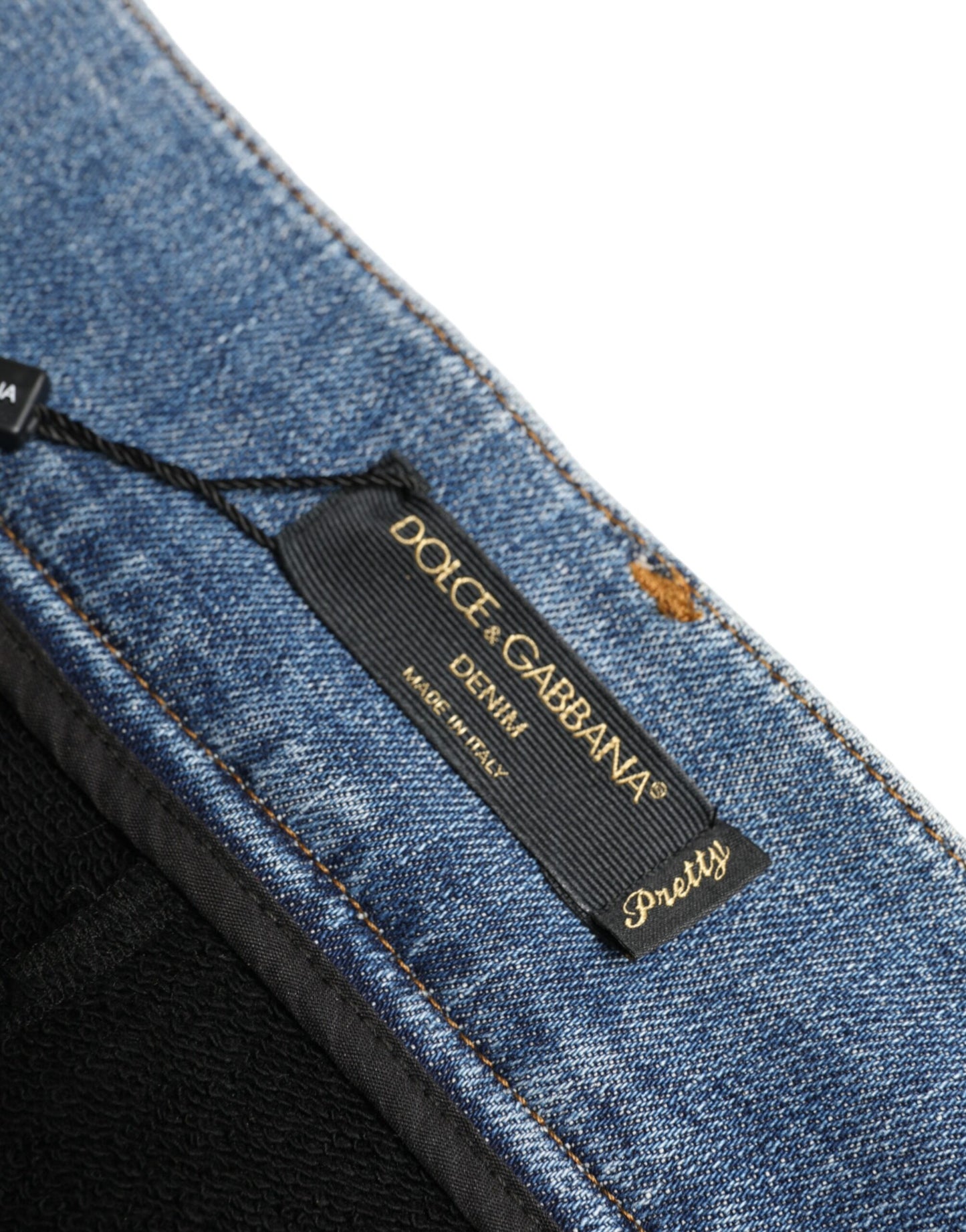 Dolce &amp; Gabbana Black Blue Cotton High Waist PRETTY Denim Pants