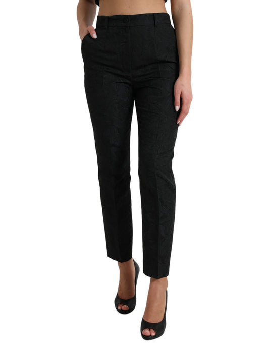 Dolce &amp; Gabbana Black Polyester High Waist Tapered Pants