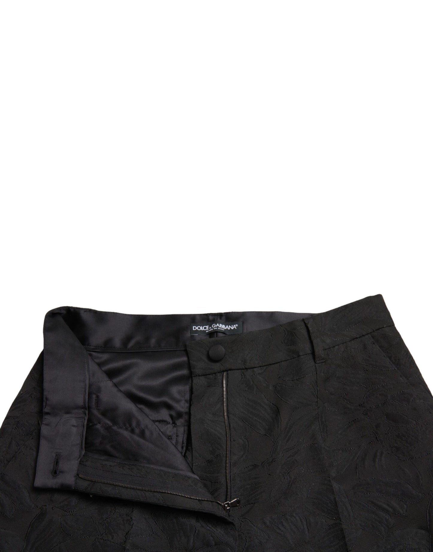 Dolce &amp; Gabbana Black Polyester High Waist Tapered Pants