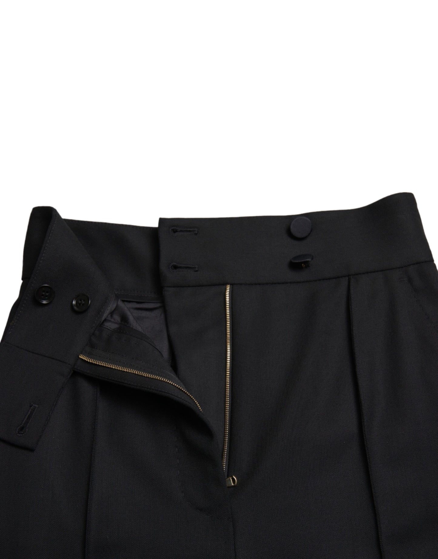 Dolce &amp; Gabbana Black Wool High Waist Tapered Pants