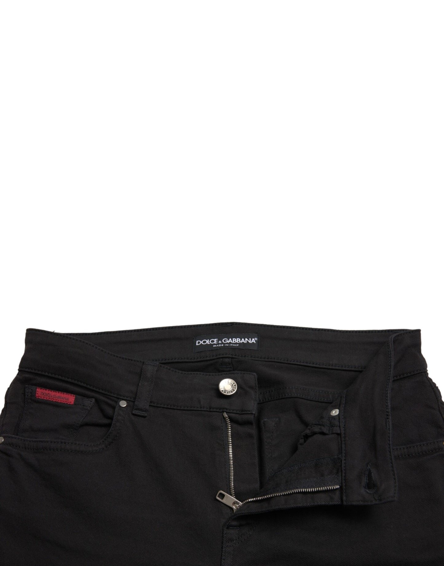 Dolce &amp; Gabbana Black Cotton Mid Waist Skinny Denim Jeans