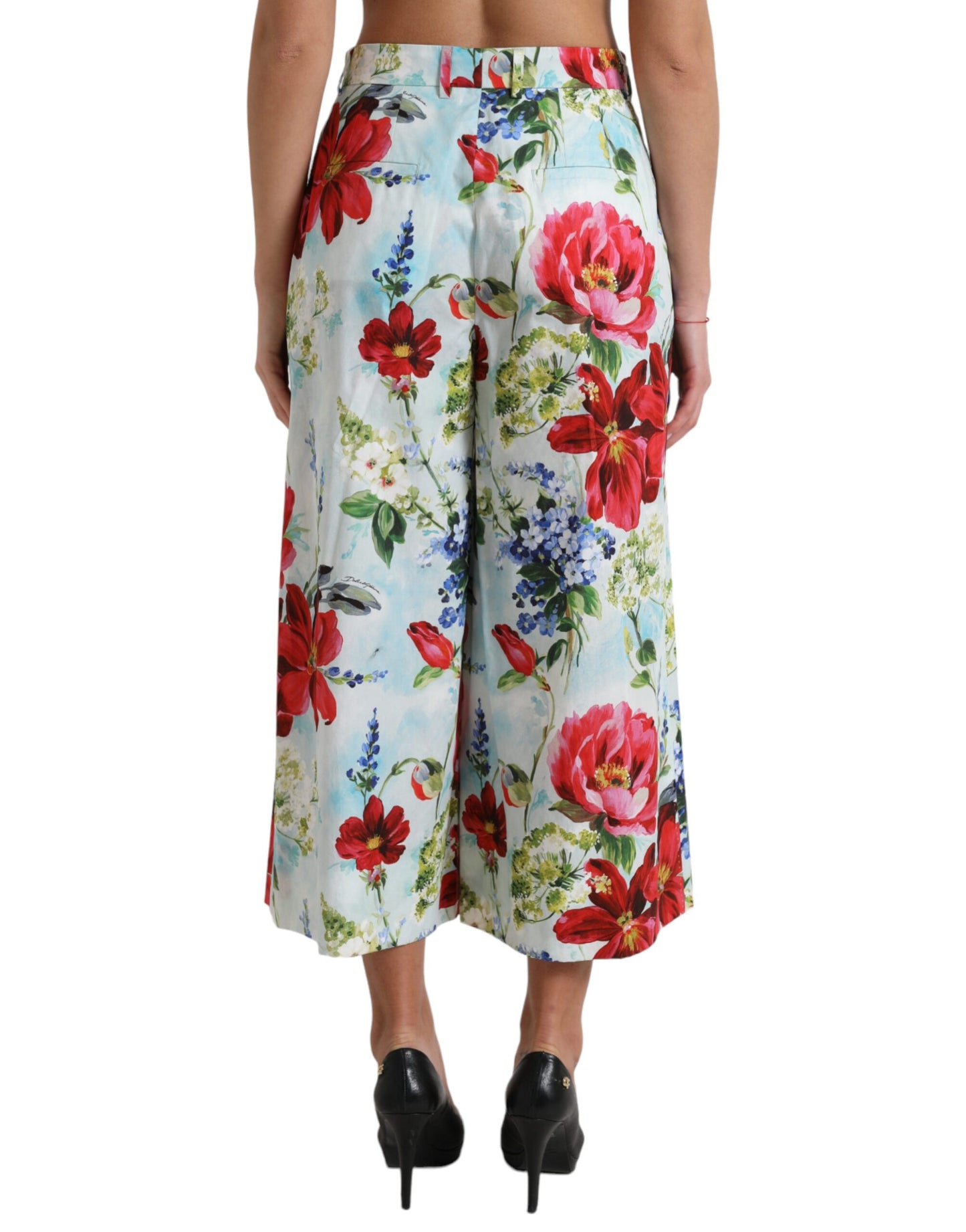 Dolce &amp; Gabbana Multicolor Floral High Waist Wide Leg Pants