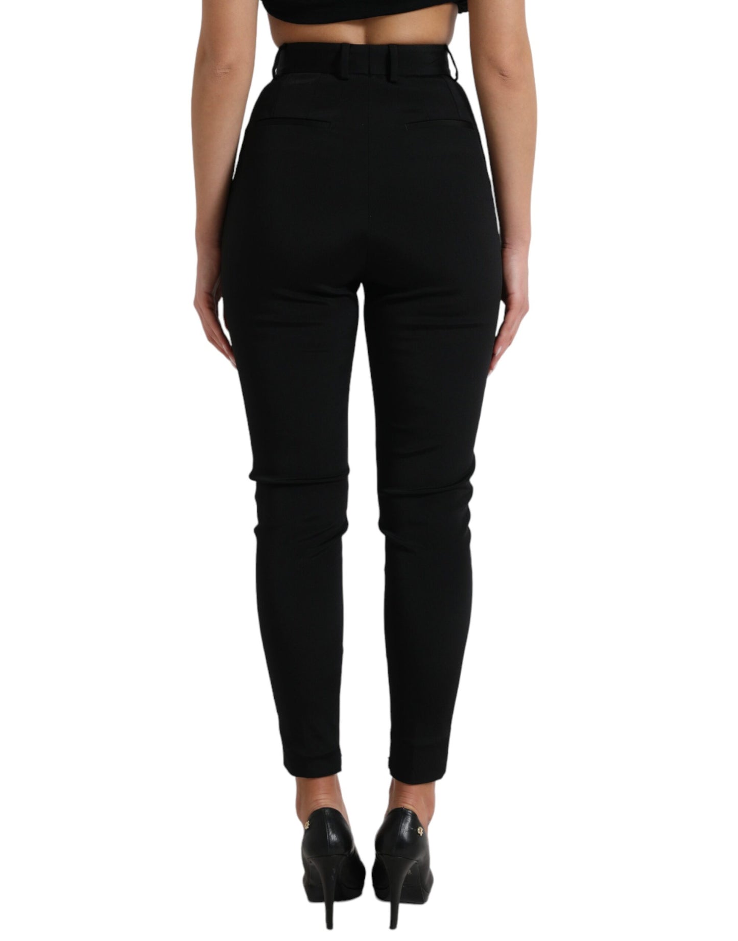 Dolce &amp; Gabbana Black Wool Stretch High Waist Skinny Pants