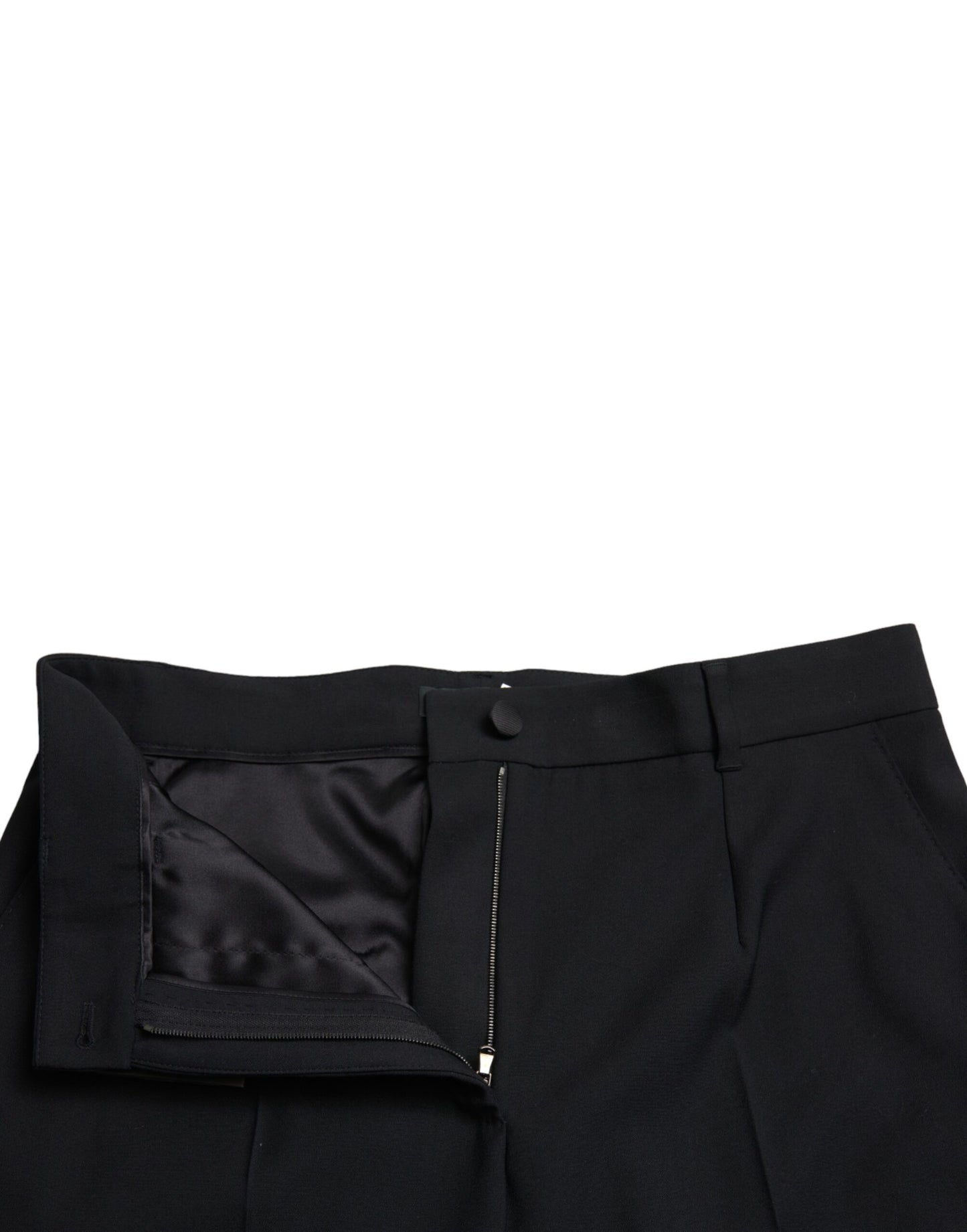 Dolce &amp; Gabbana Black Wool High Waist Straight Pants