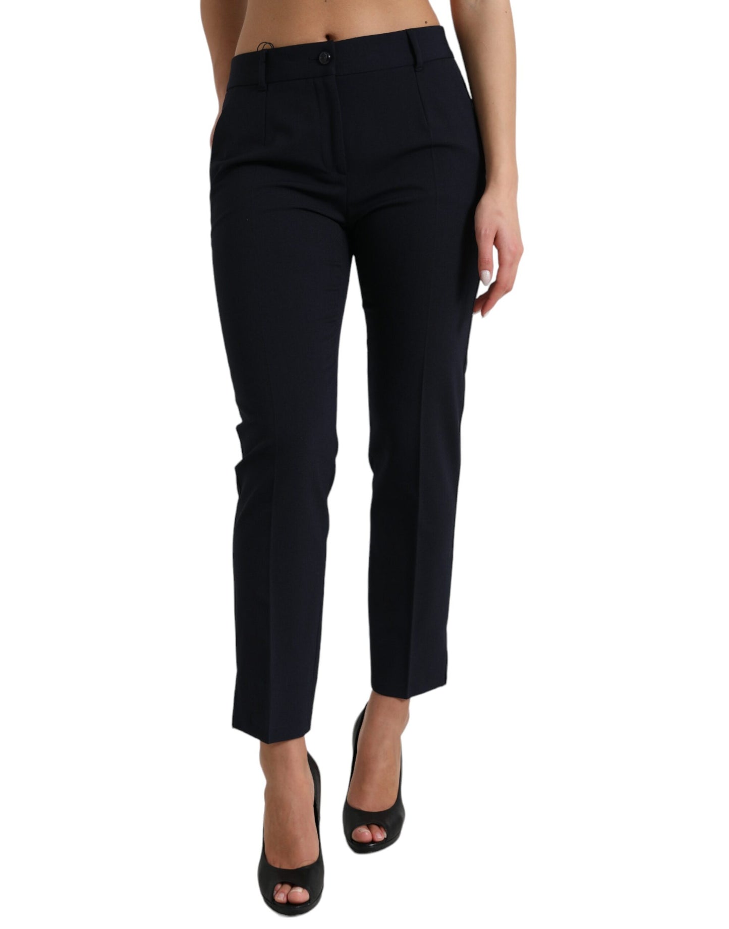 Dolce &amp; Gabbana Blue Mid Waist Tapered Cropped Pants