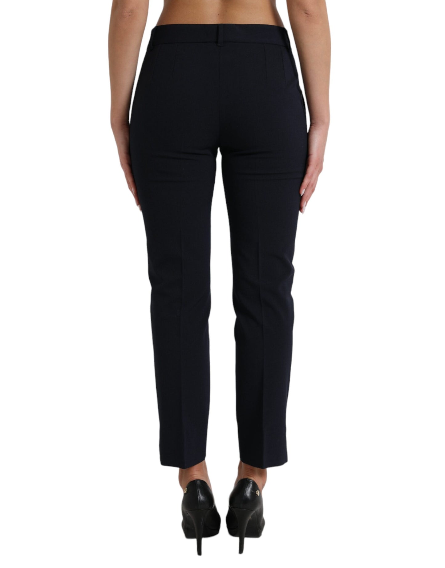 Dolce &amp; Gabbana Blue Mid Waist Tapered Cropped Pants