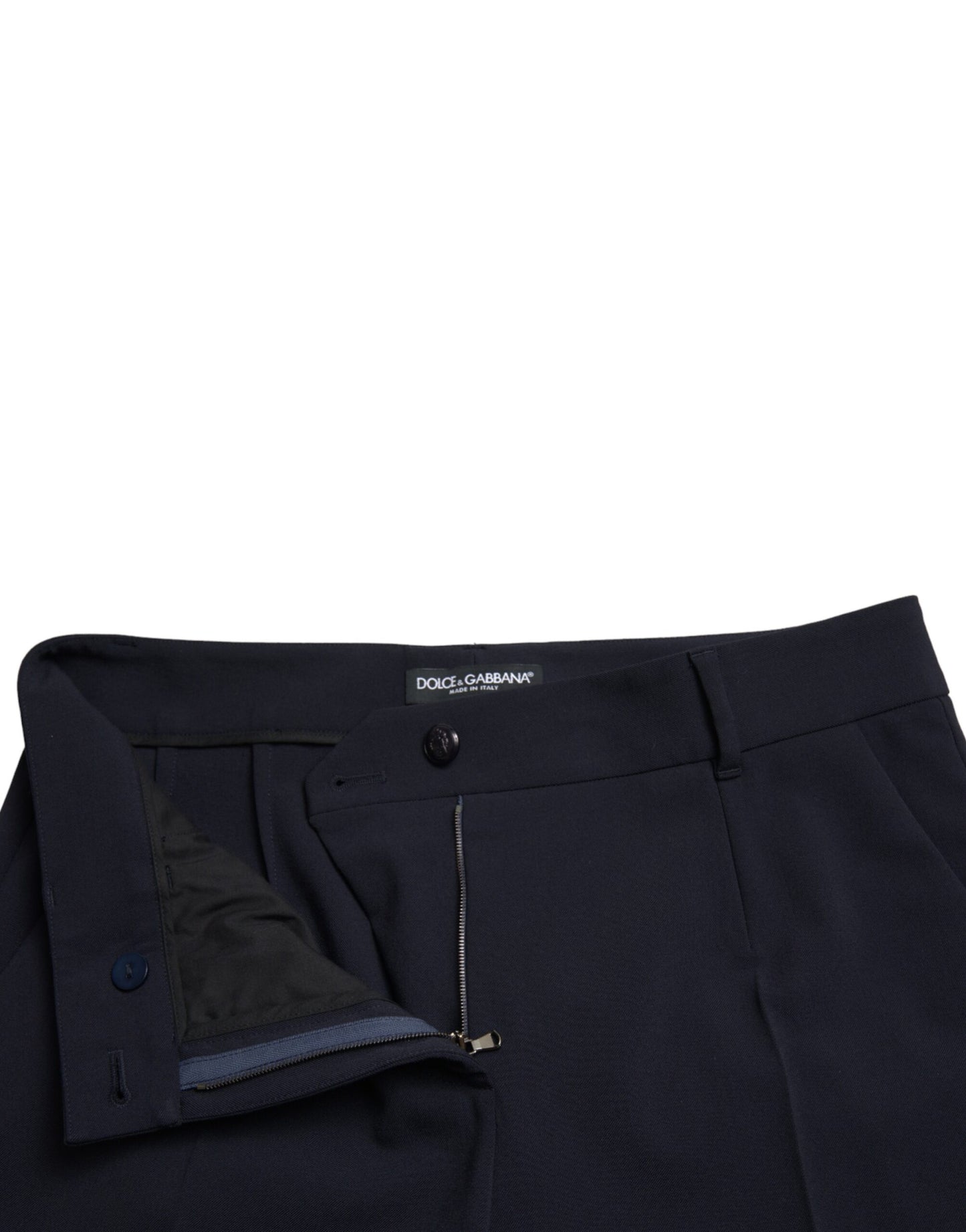 Dolce &amp; Gabbana Blue Mid Waist Tapered Cropped Pants