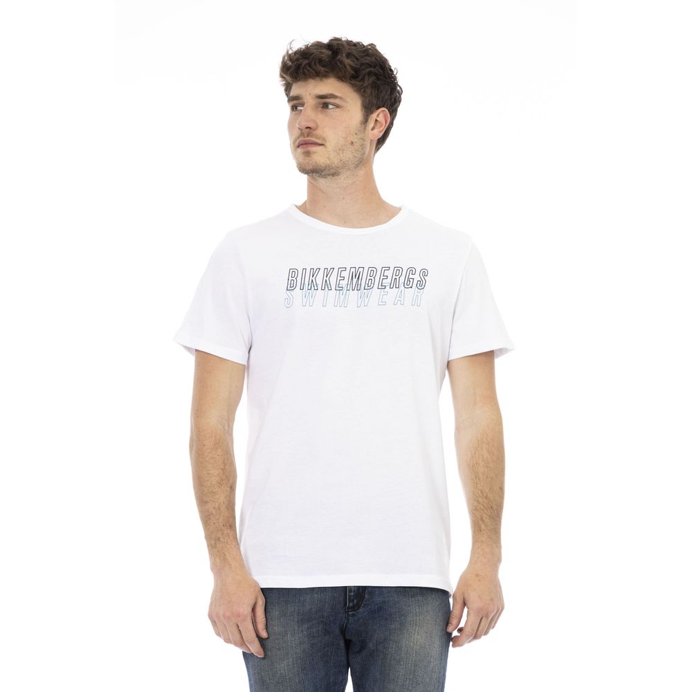 Bikkembergs schickes weißes Baumwoll-T-Shirt mit Frontprint