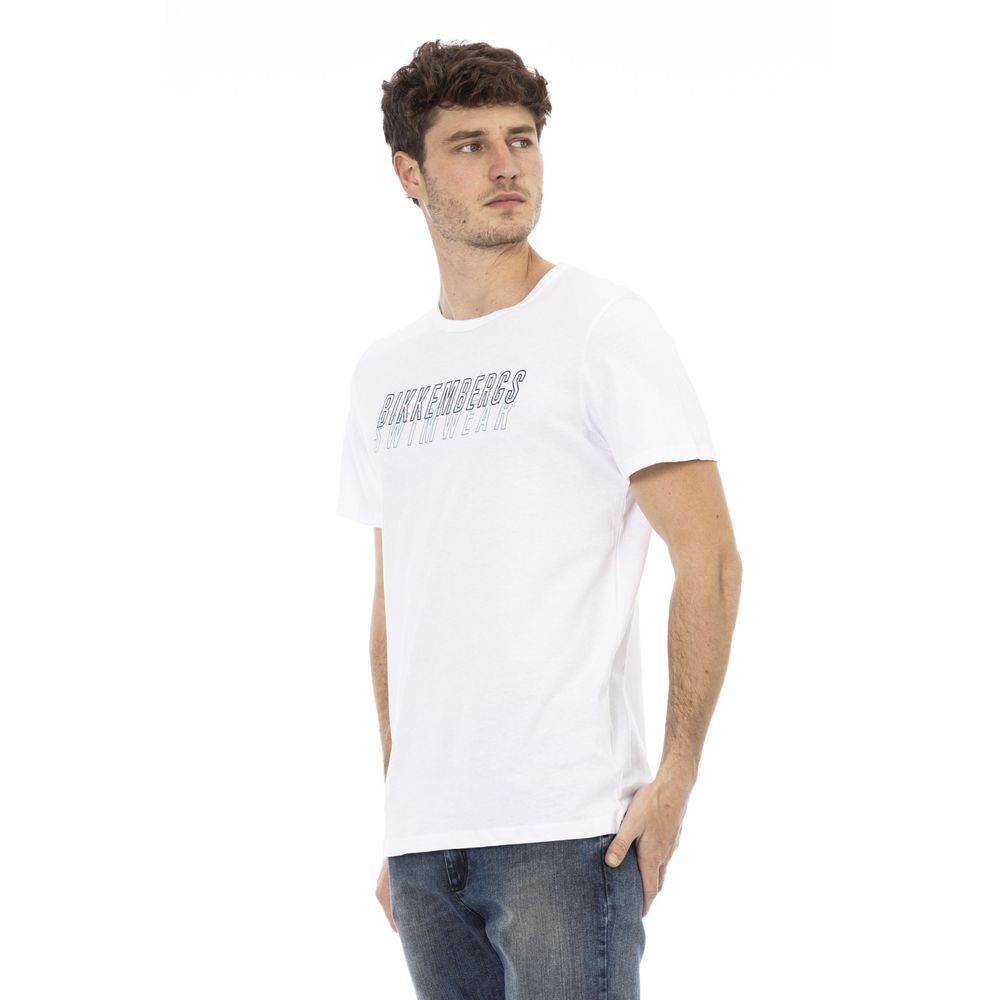 Bikkembergs schickes weißes Baumwoll-T-Shirt mit Frontprint