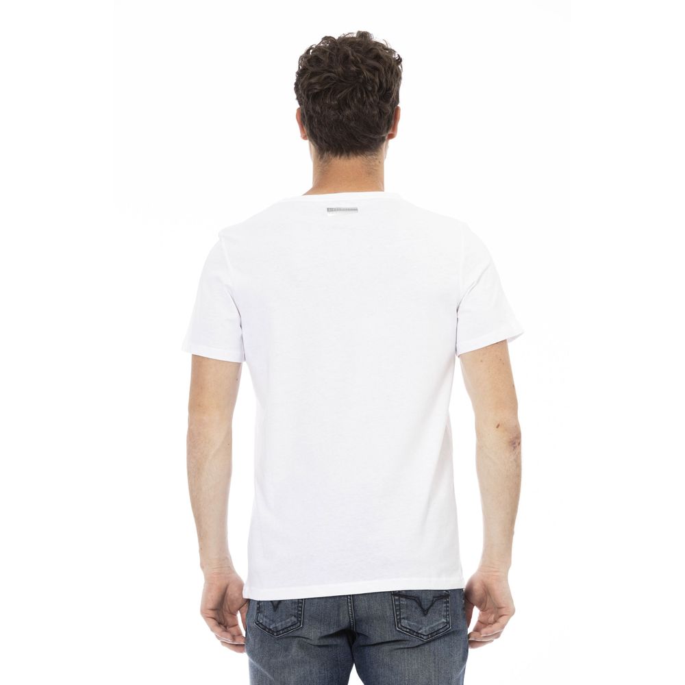 Bikkembergs schickes weißes Baumwoll-T-Shirt mit Frontprint