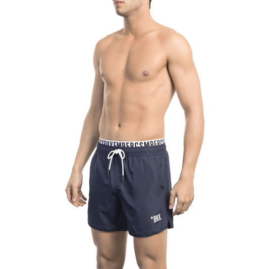 Bikkembergs Chic Blue Swim Shorts na may Signature Band