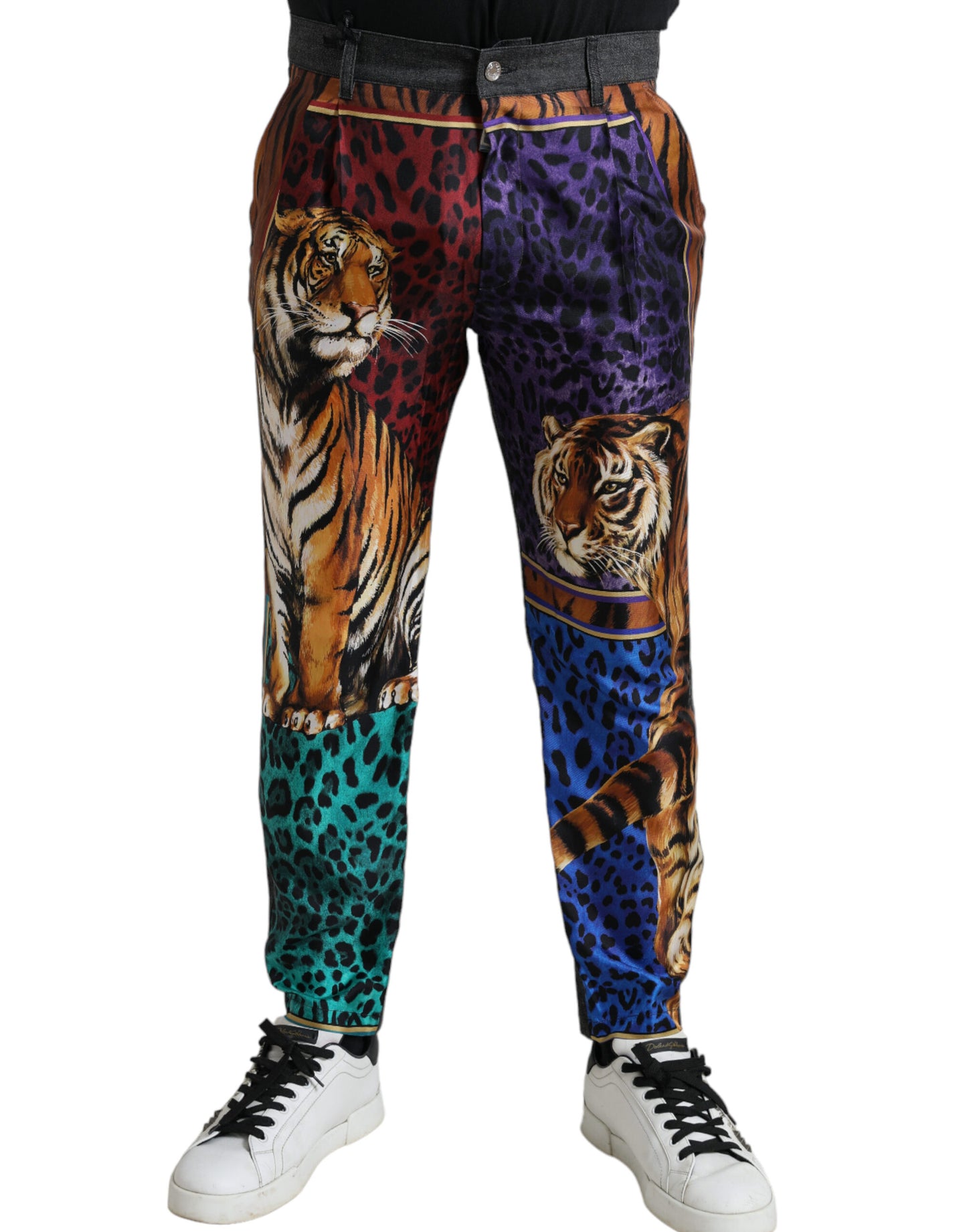 Dolce &amp; Gabbana Multicolor Tiger Cotton Loose Denim Jeans