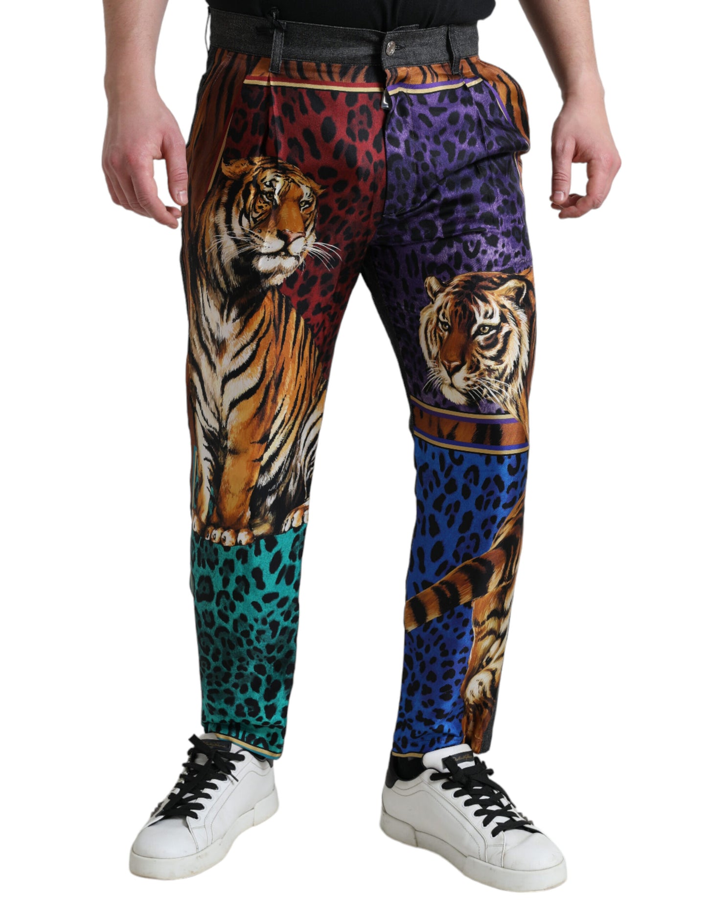 Dolce &amp; Gabbana Multicolor Tiger Cotton Loose Denim Jeans