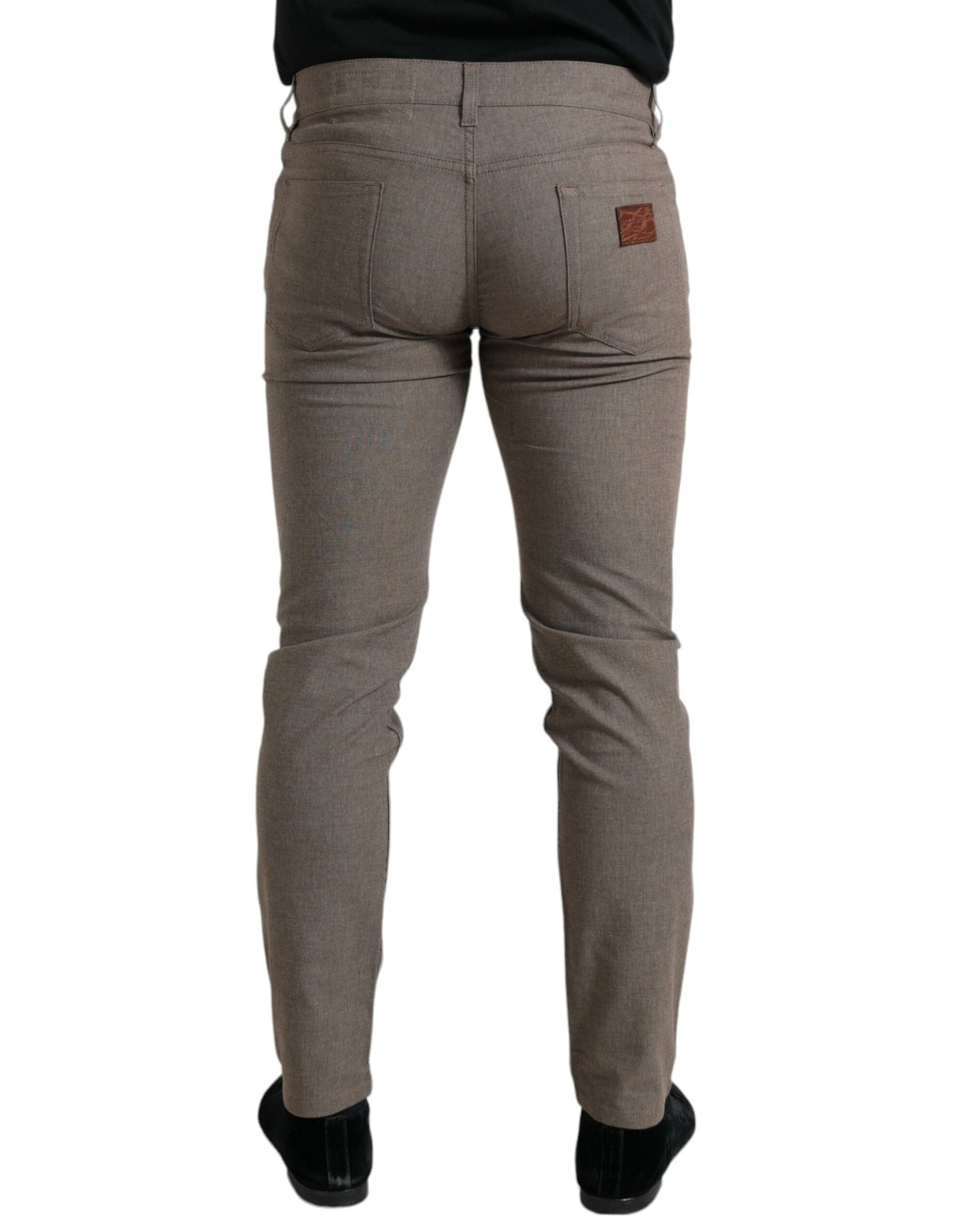 Dolce &amp; Gabbana Brown Cotton Stretch Skinny Men Pants