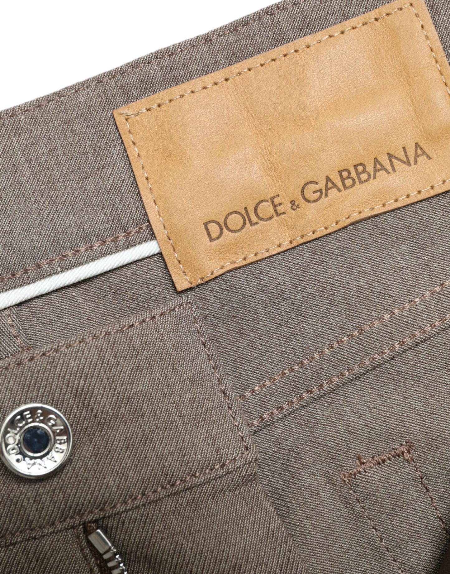 Dolce &amp; Gabbana Brown Cotton Stretch Skinny Men Pants