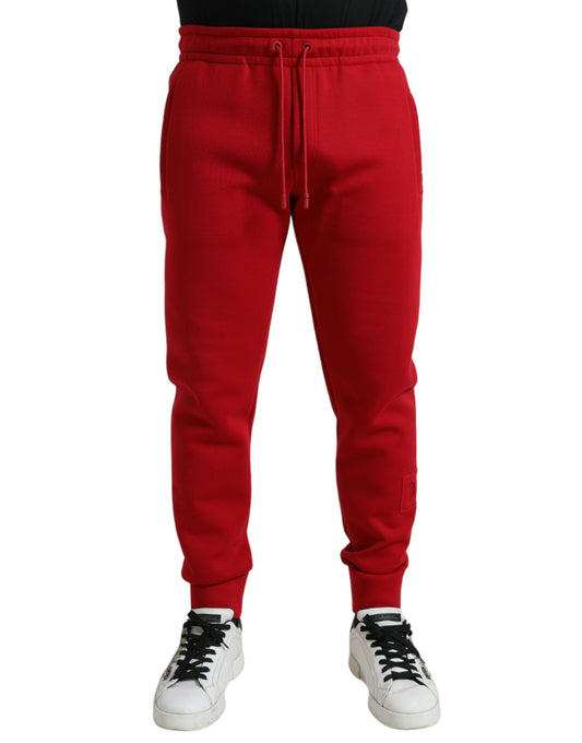 Dolce &amp; Gabbana Red Cotton Blend Skinny Jogger Pants