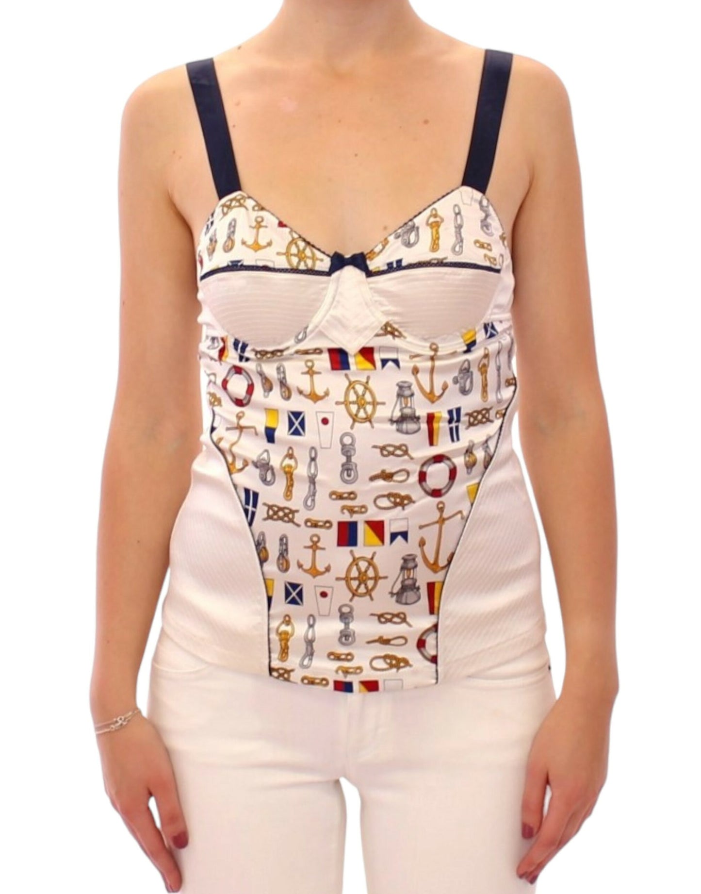 Dolce &amp; Gabbana White sailor motive tank top