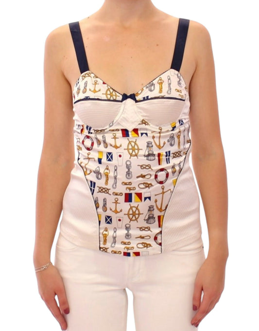 Dolce &amp; Gabbana Weißes Tanktop mit Matrosenmotiv