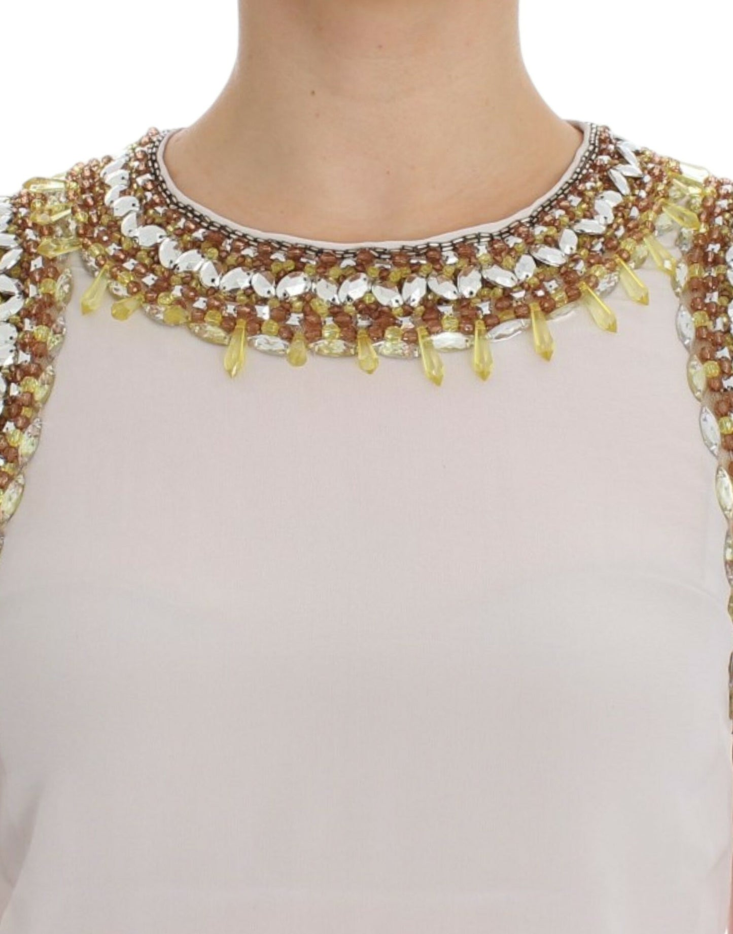 Dolce &amp; Gabbana White crystal na pinalamutian ng tank top