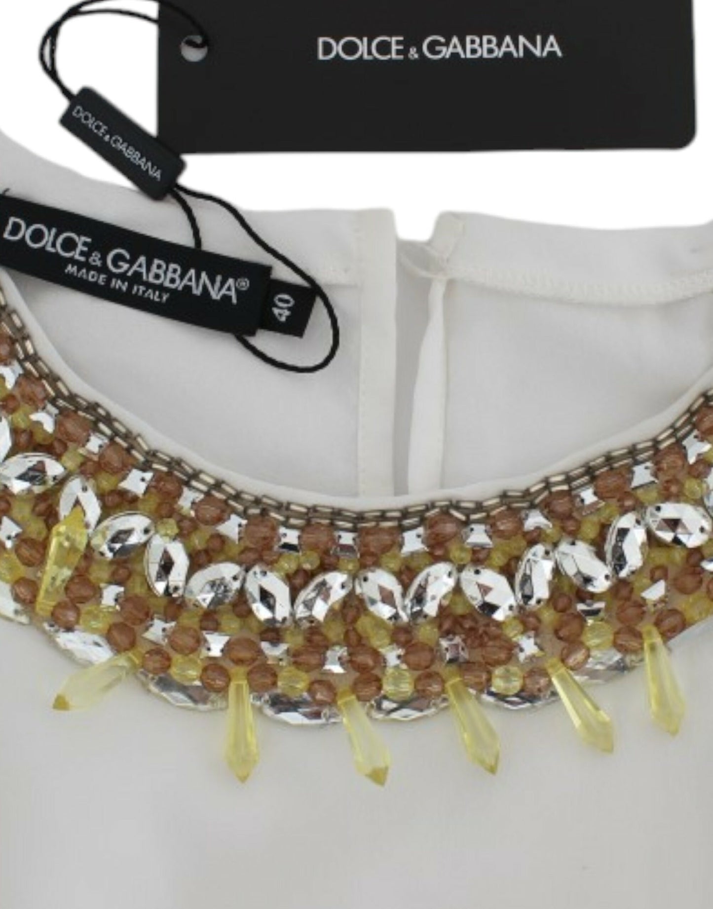 Dolce &amp; Gabbana White crystal na pinalamutian ng tank top