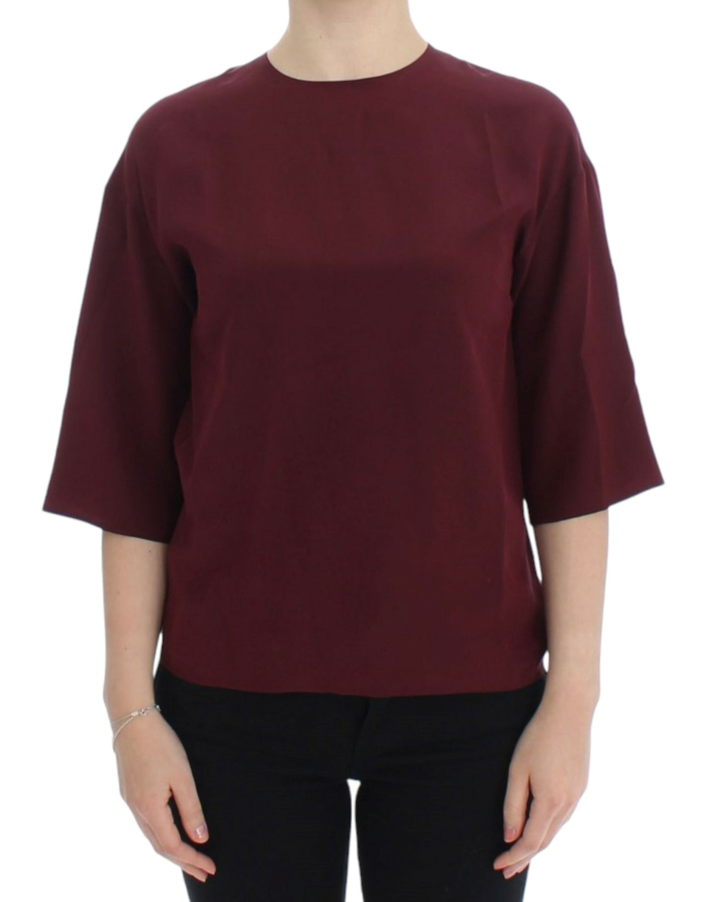 Dolce &amp; Gabbana Rote Seidenbluse mit 3/4-Ärmeln