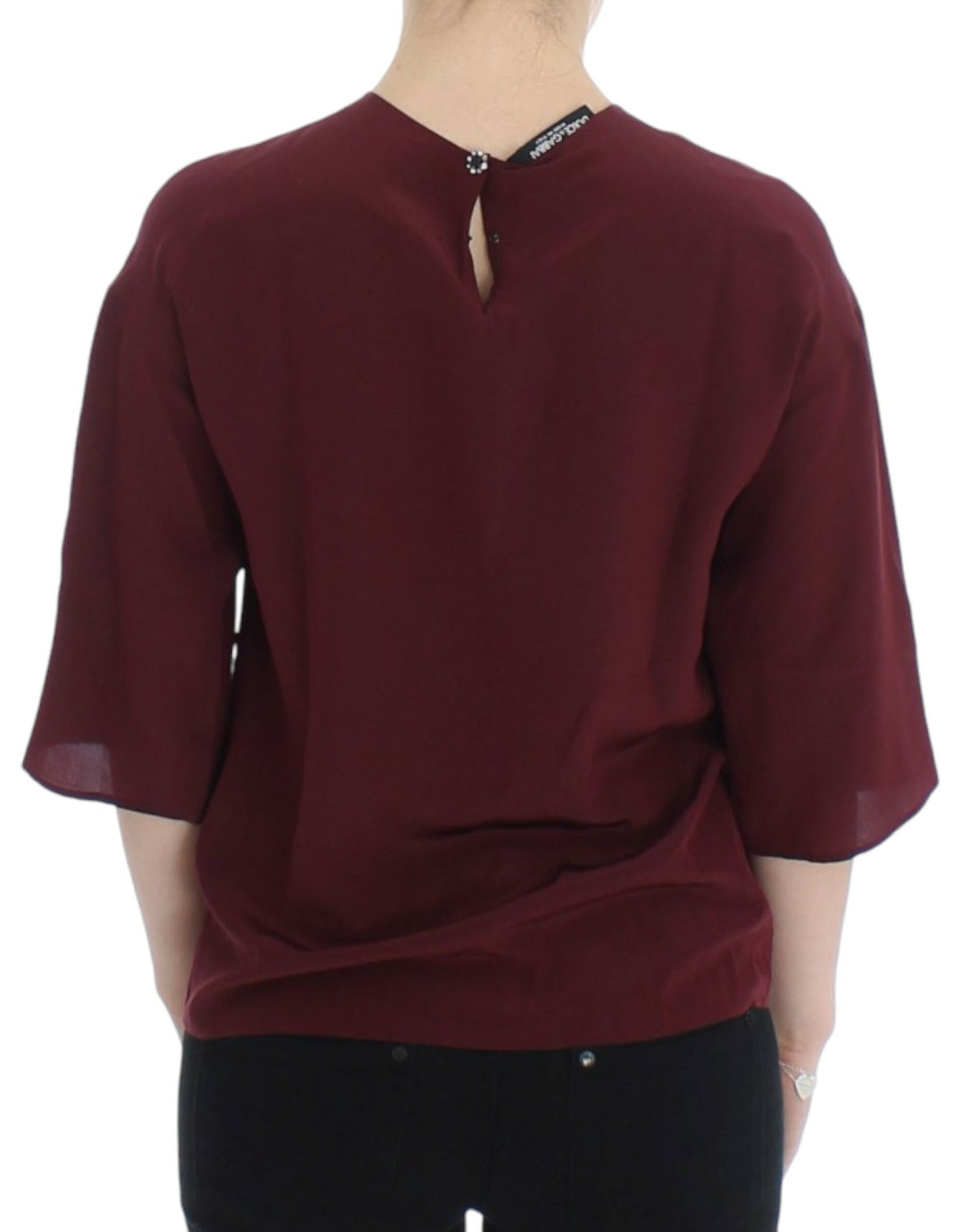 Dolce &amp; Gabbana Rote Seidenbluse mit 3/4-Ärmeln