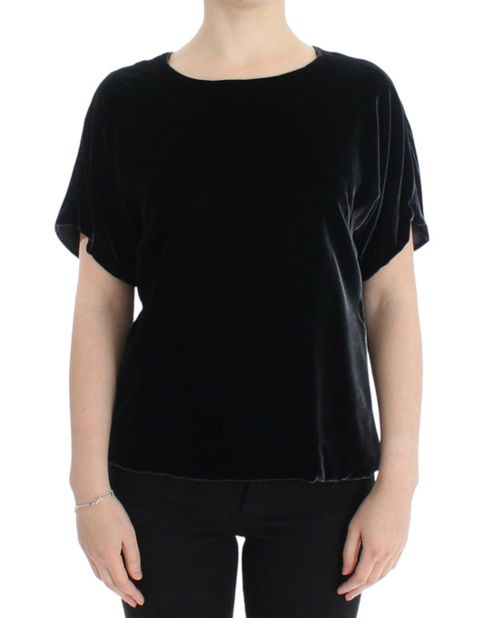 Dolce &amp; Gabbana Black velvet shortsleeved blouse