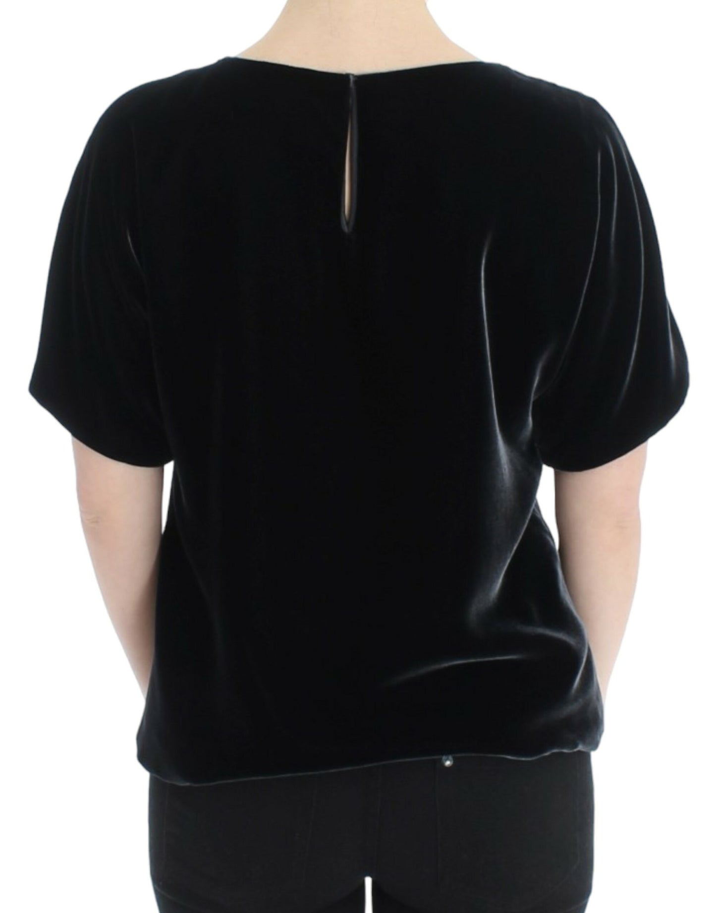 Dolce &amp; Gabbana Black velvet shortsleeved blouse