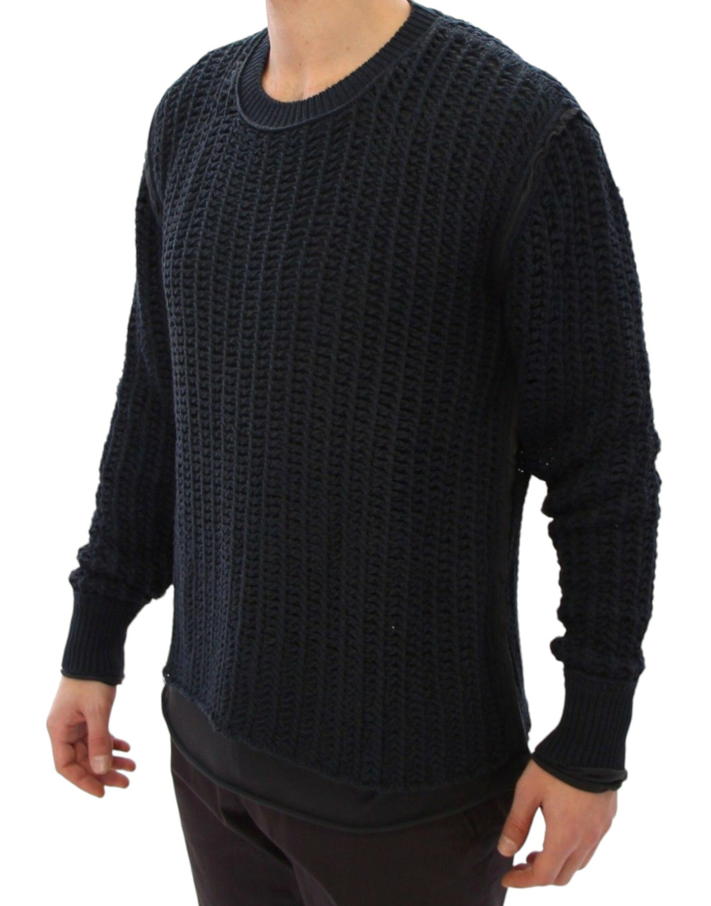 Dolce & Gabbana Elegant Blue and Black Layered Sweater