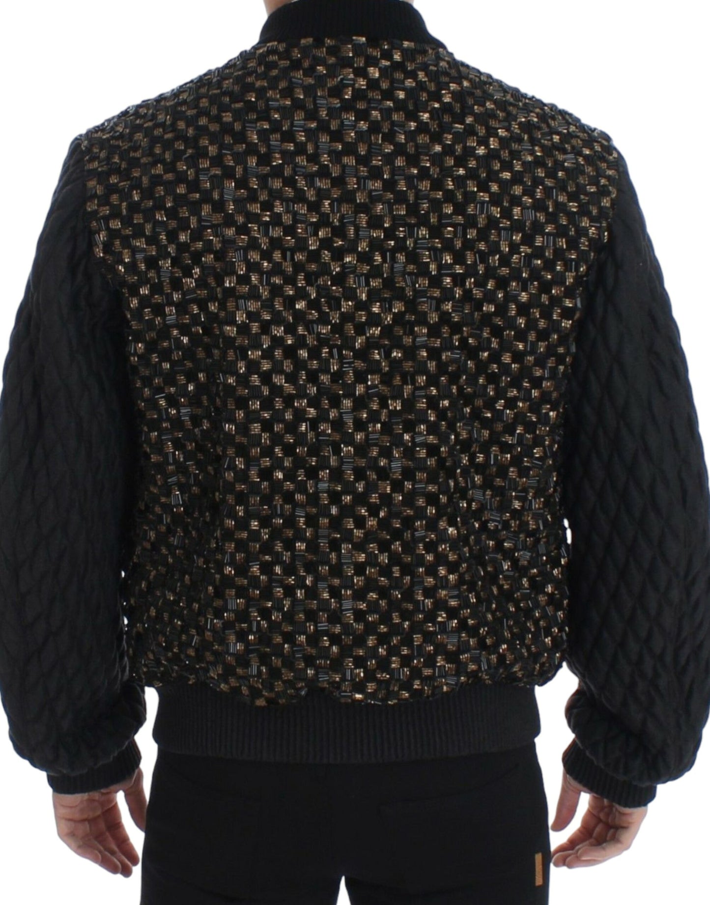 Dolce &amp; Gabbana Black Sequined Goatskin Jacket