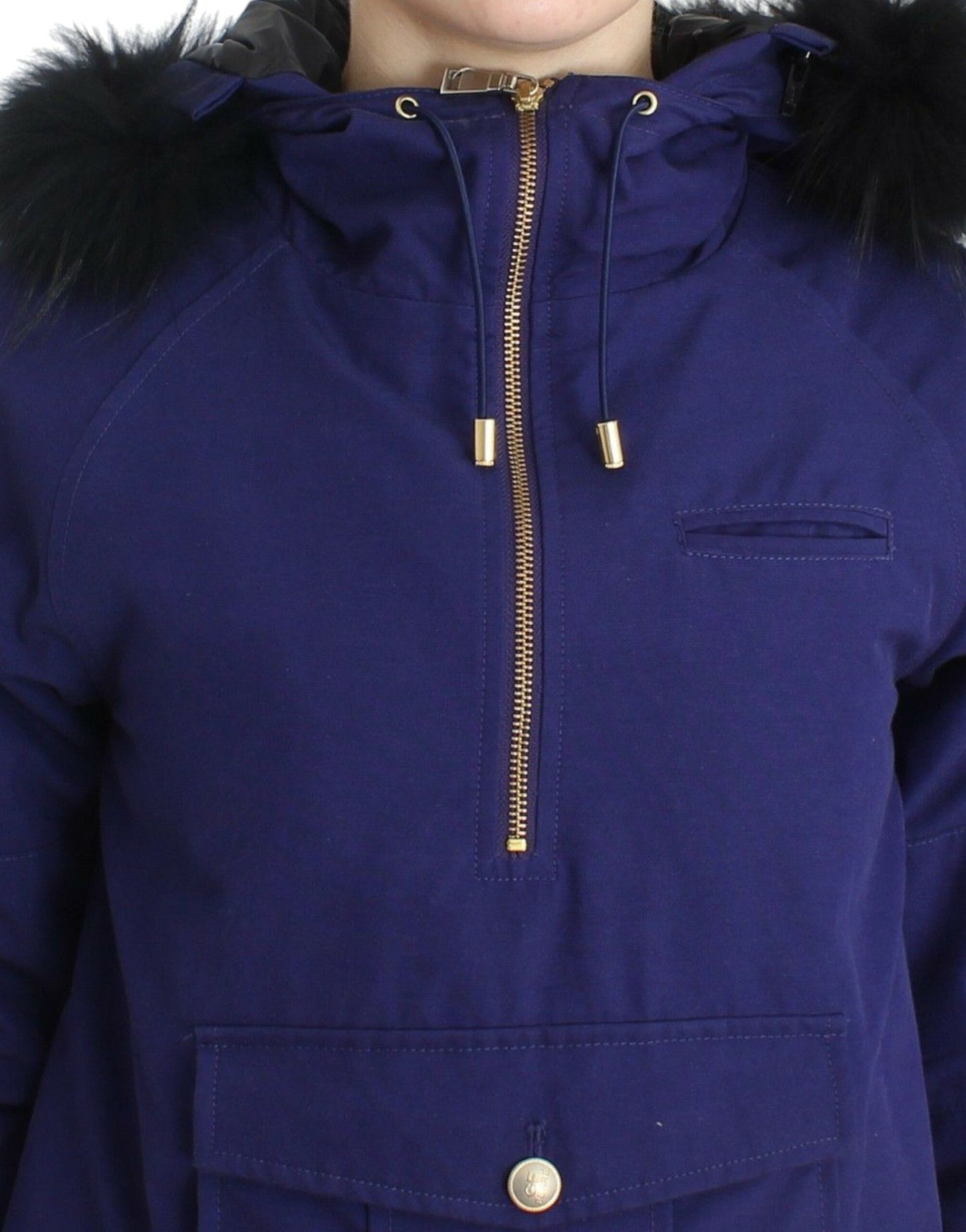 GF Ferre Blue Padded Jacket Hooded Maikling K-Way