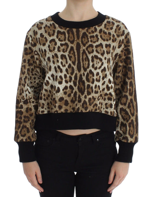 Dolce &amp; Gabbana Kurzpullover mit Leopardenmuster und Rundhalsausschnitt