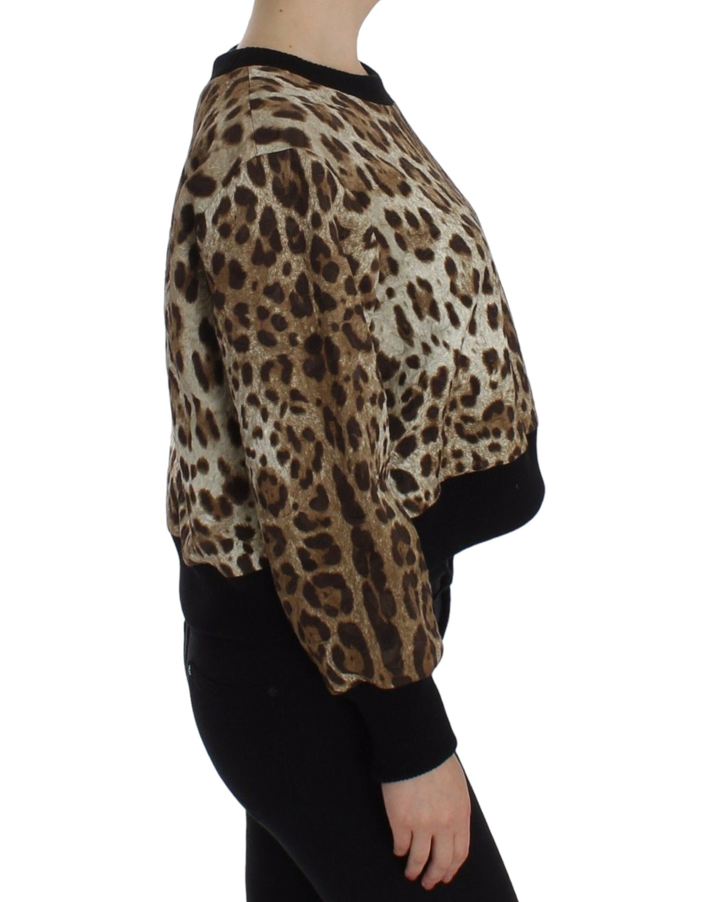 Dolce &amp; Gabbana Leopard Print Crewneck Short Sweater