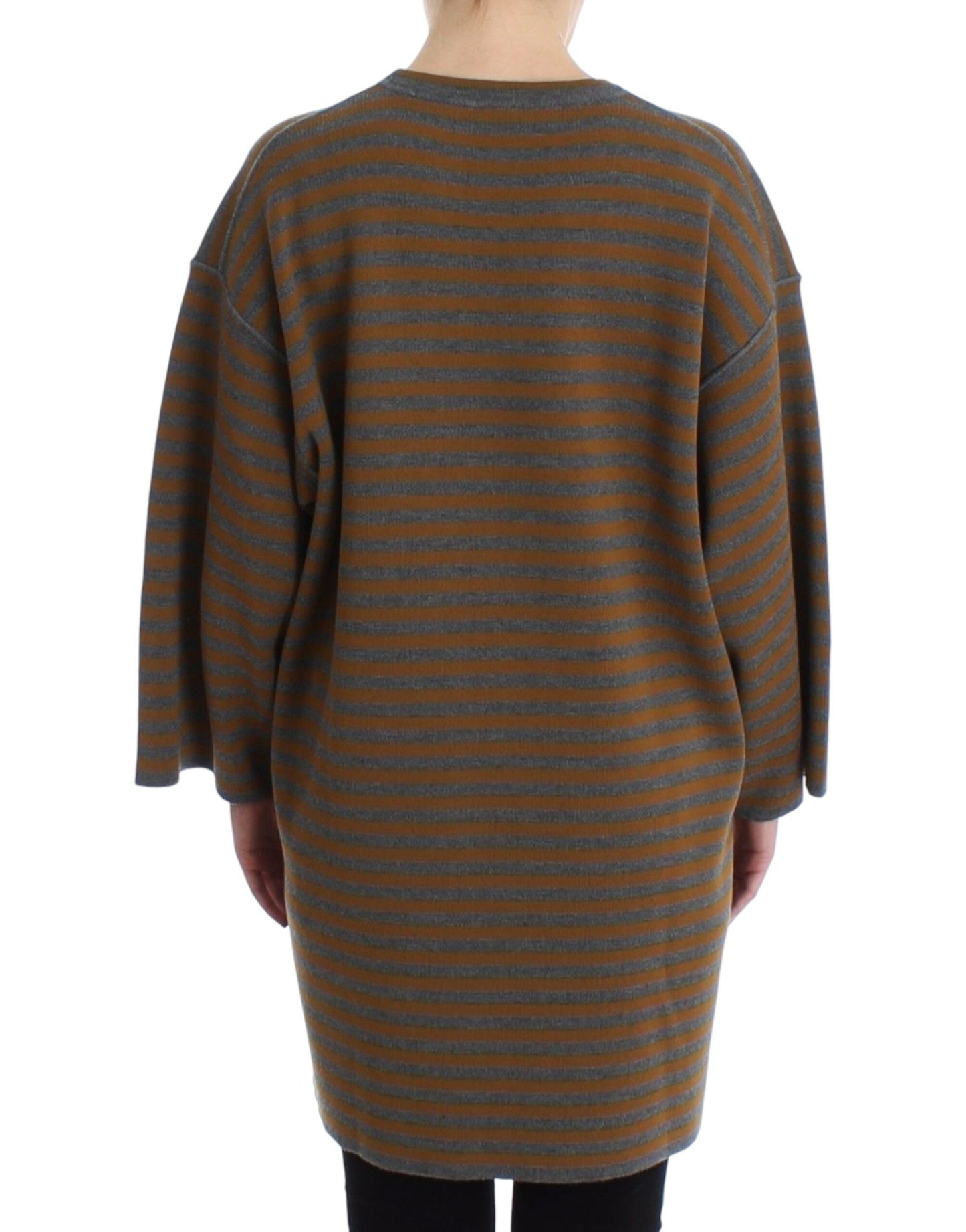 Dolce &amp; Gabbana Oversized Grey Yellow Striped Sweater Top