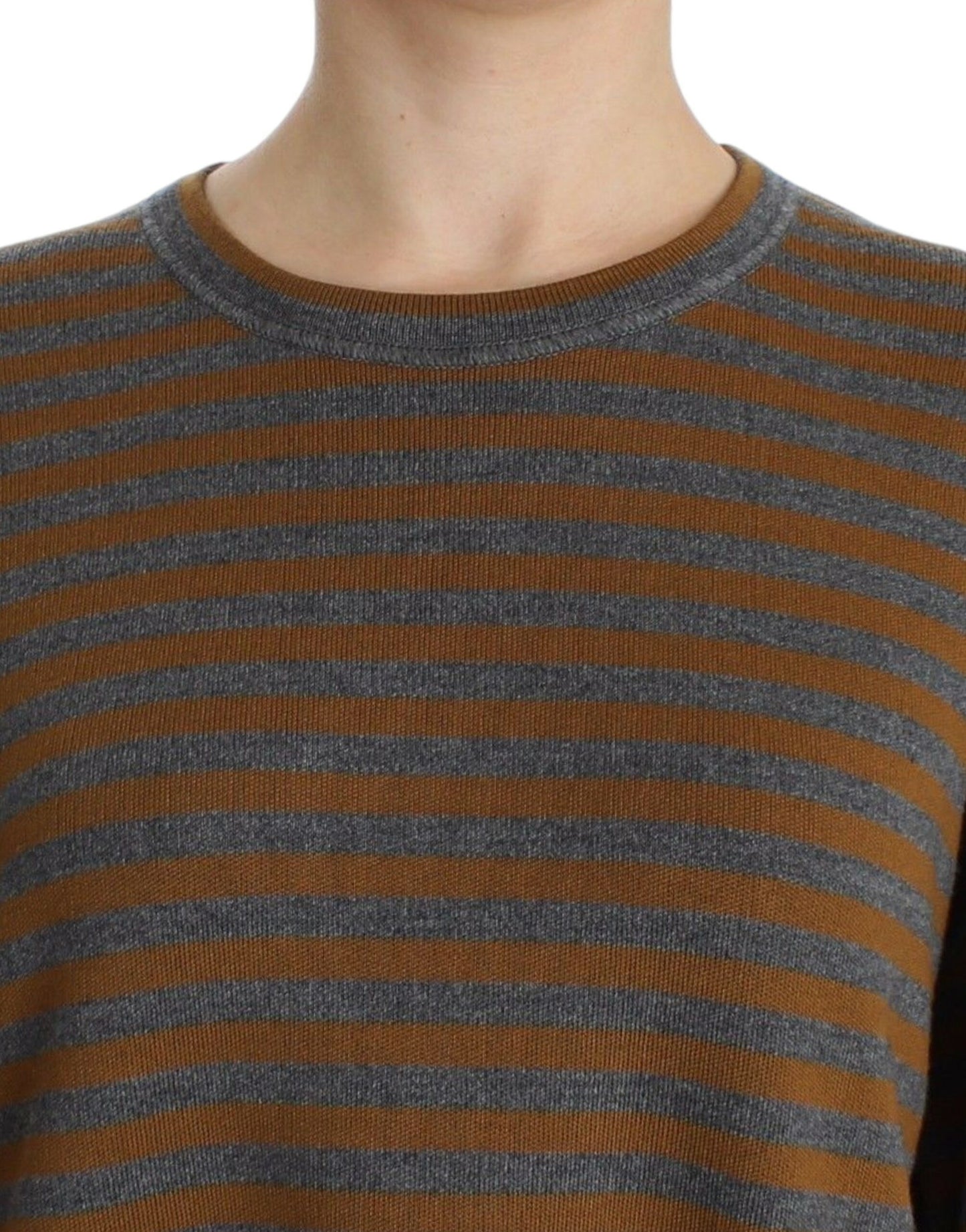 Dolce &amp; Gabbana Oversized Grey Yellow Striped Sweater Top