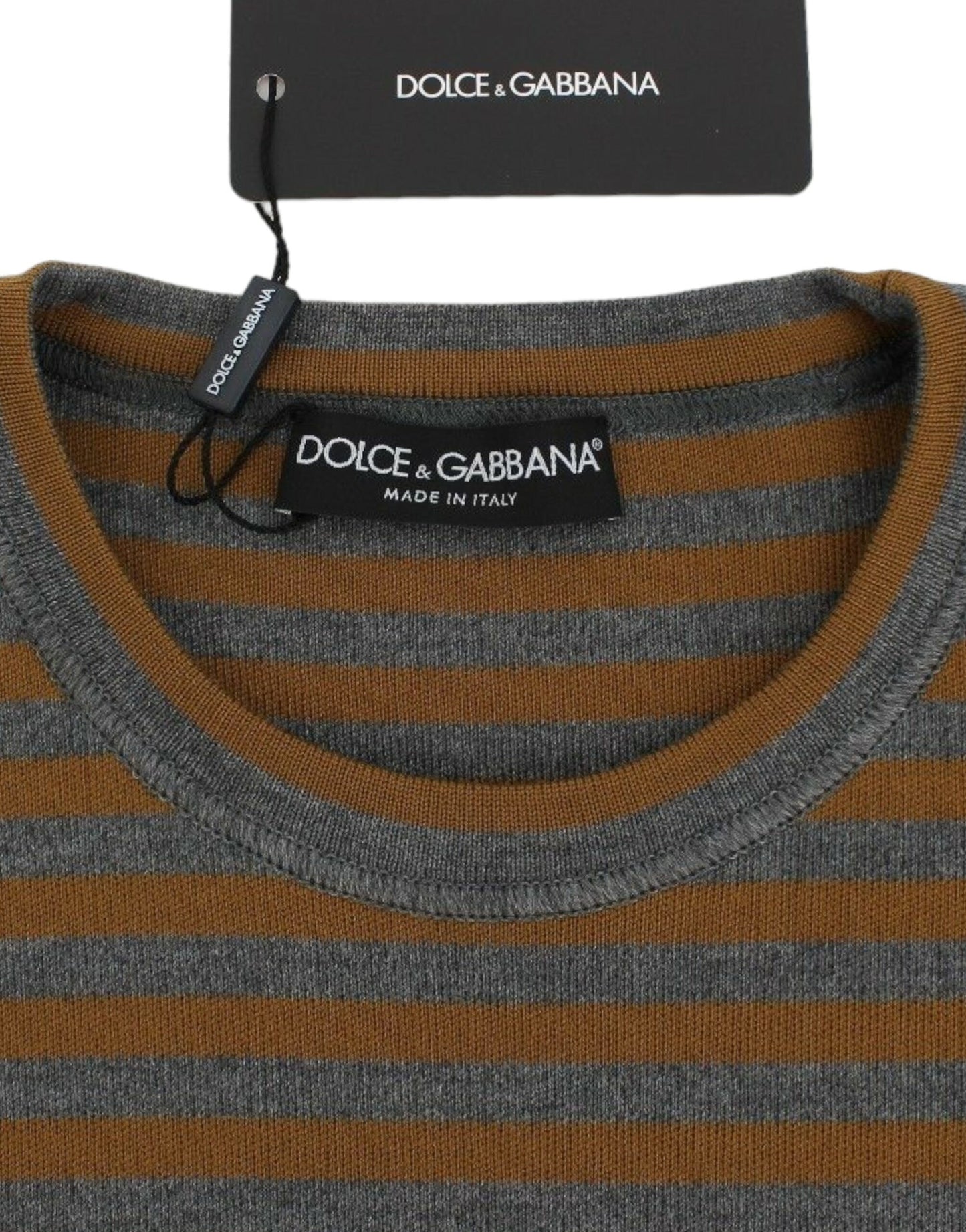 Dolce &amp; Gabbana Oversized Grey Yellow Striped Sweater Top