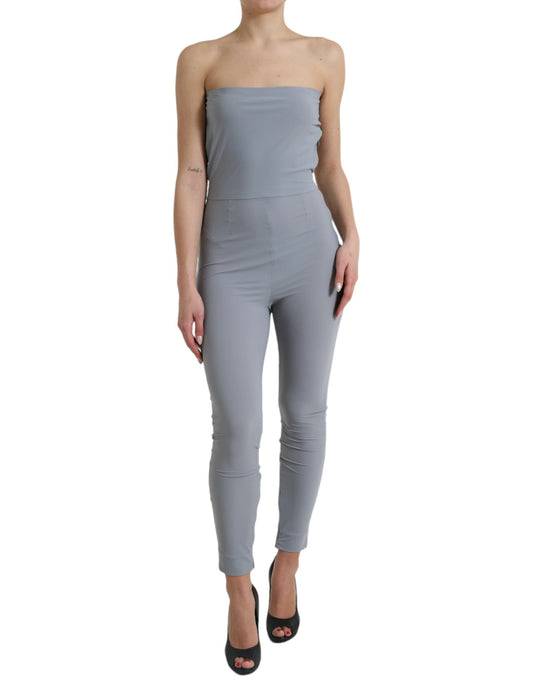 Dolce &amp; Gabbana Grey Nylon Strapless Bodycon Jumpsuit Dress