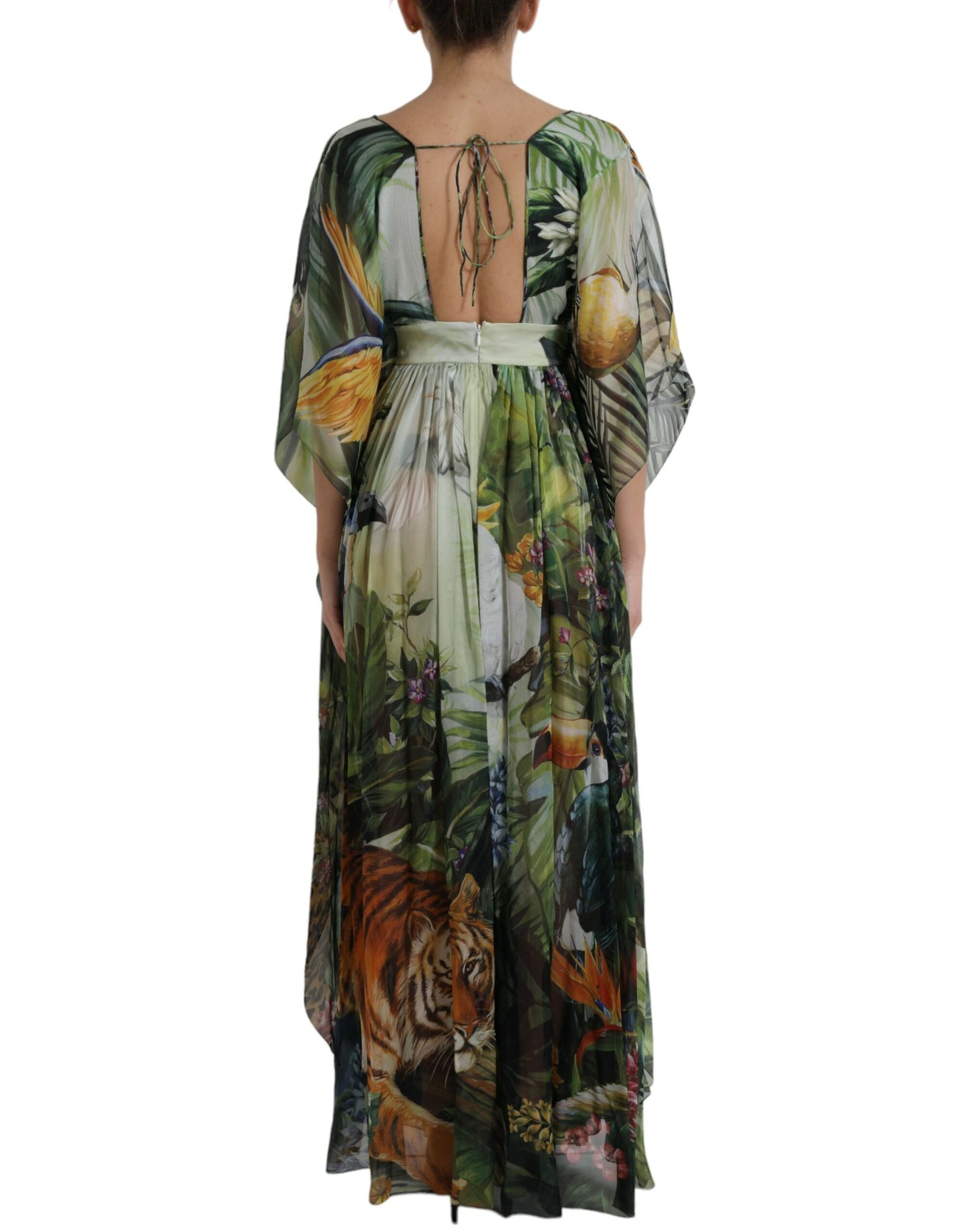 Dolce & Gabbana Elegant Jungle Print Maxi Silk Dress