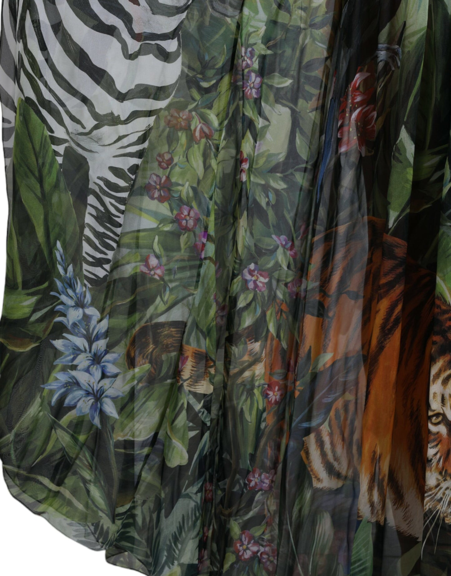 Dolce & Gabbana Elegant Jungle Print Maxi Silk Dress