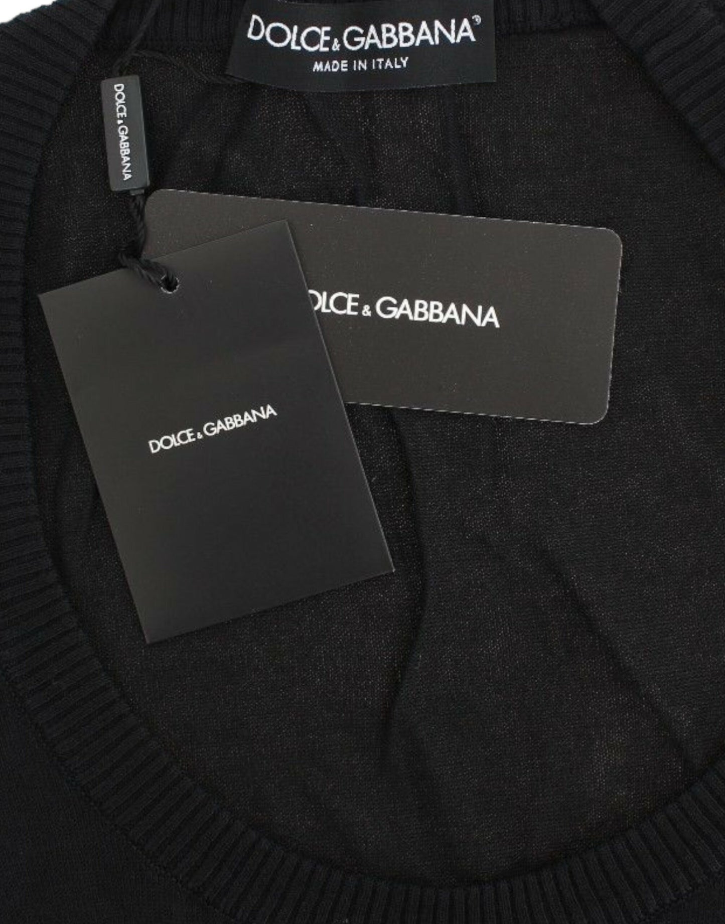 Dolce &amp; Gabbana Schwarzer Kaschmirpullover mit Rundhalsausschnitt