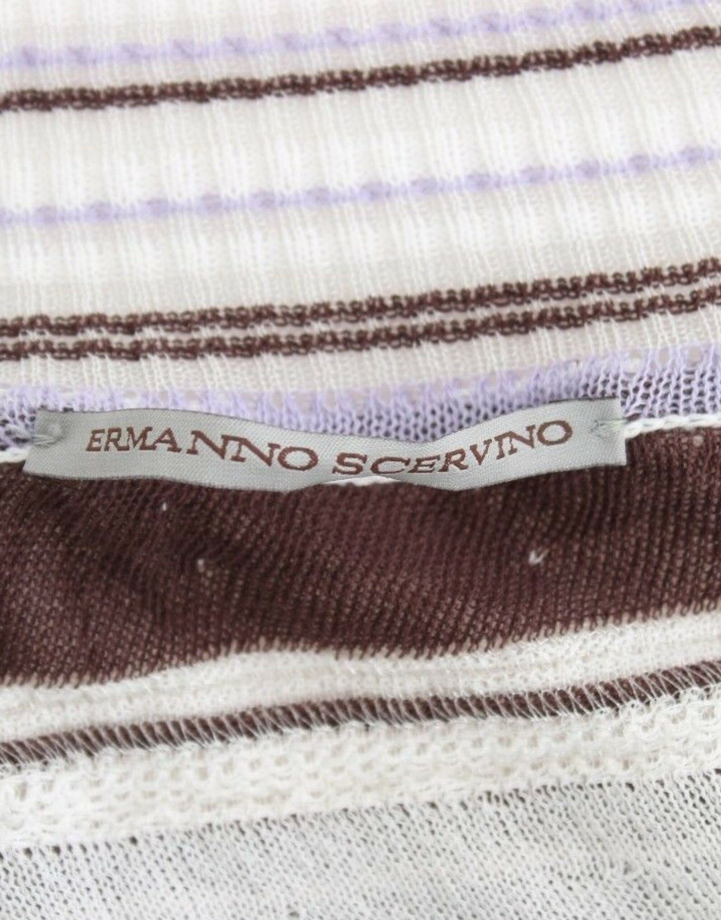 Ermanno Scervino gestreifter Spitzenpullover mit V-Ausschnitt und kurzen Ärmeln