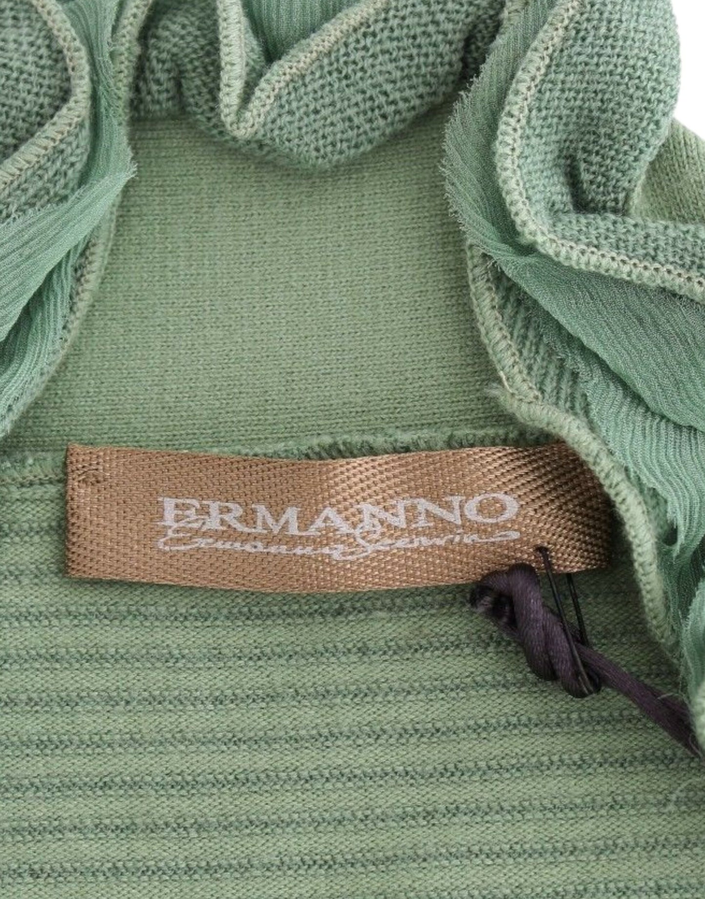 Ermanno Scervino Grüner gestreifter Langarmpullover aus Wollmischung