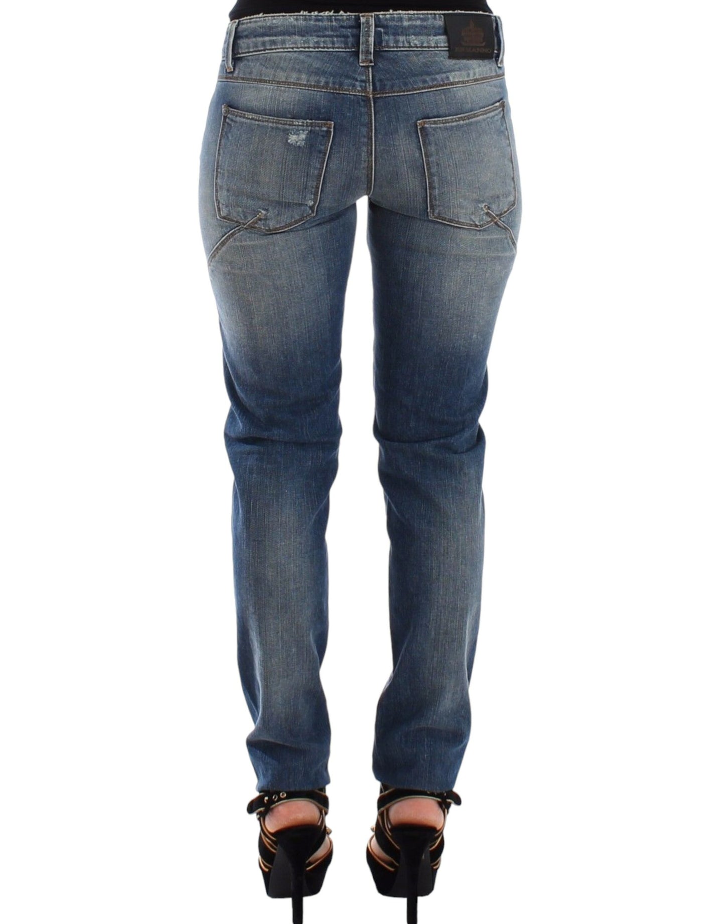 Ermanno Scervino Blue Slim Jeans Denim Hose Straight Stretch