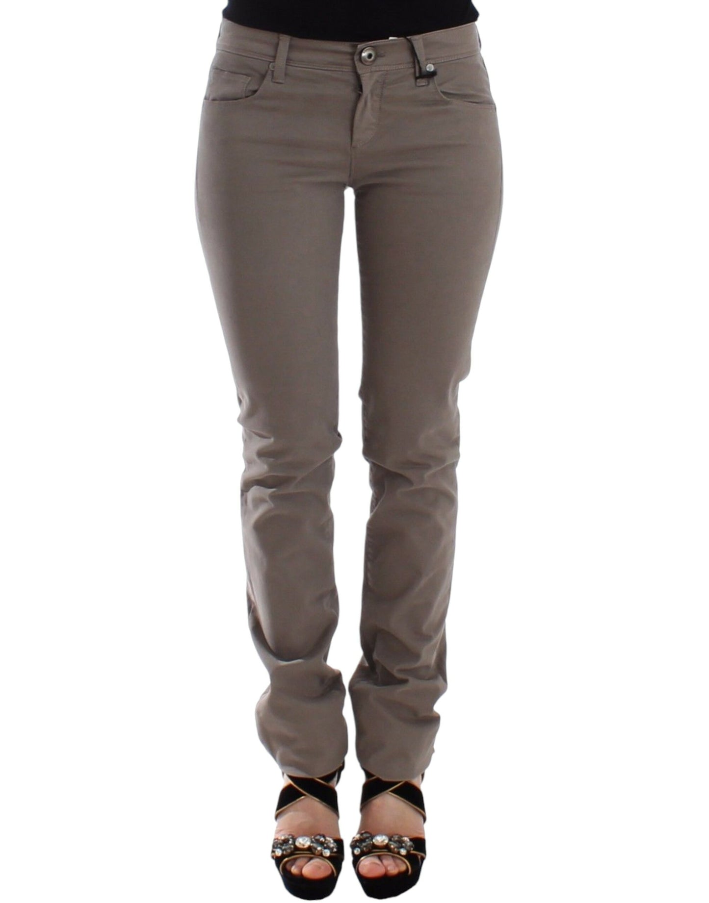 Ermanno Scervino Taupe Beige Slim Jeans Denim Pants Payat