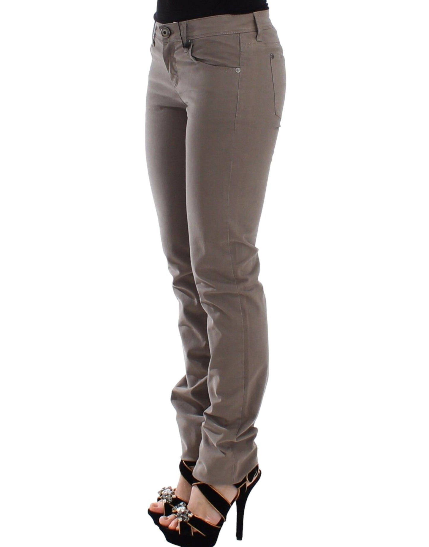 Ermanno Scervino Taupe Beige Slim Jeans Denim Pants Payat